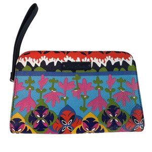 Vera Bradley Wristlet Play Rio Stripe Wallet Floral Blue Pink
